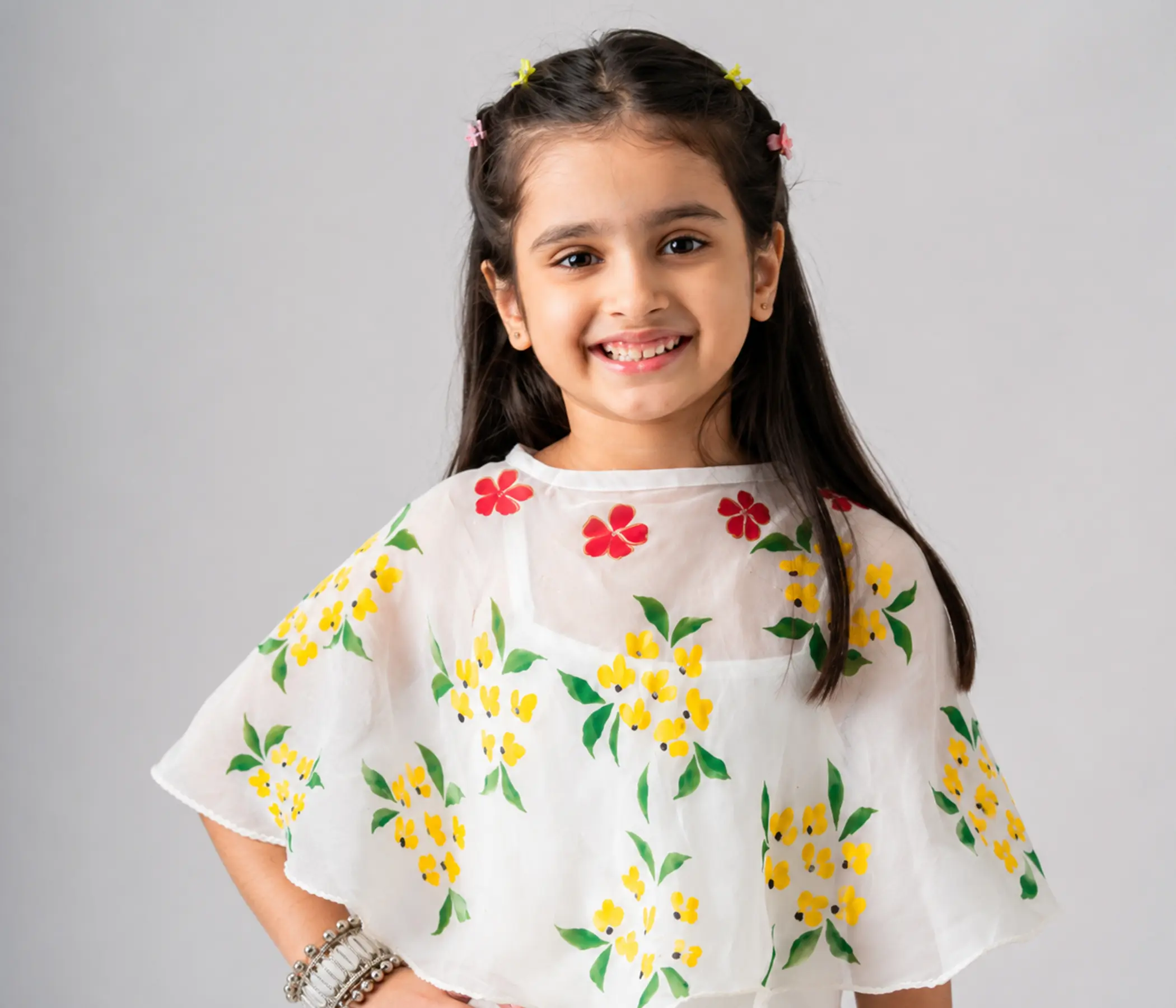 Hand-Painted White Organza Lehenga Choli for Premium Kids Clothing